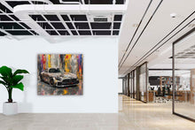 Laden Sie das Bild in den Galerie-Viewer, Edition Seidel Premium Wandbild Mercedes AMG silber auf hochwertiger Leinwand (100x100 cm) gerahmt. Leinwandbild Kunstdruck Pop Art Bild stylish Wohnung Büro Loft Lounge Bars Galerie Lobby
