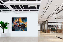 Laden Sie das Bild in den Galerie-Viewer, Edition Seidel Premium Wandbild Mercedes AMG metallic auf hochwertiger Leinwand (100x100 cm) gerahmt. Leinwandbild Kunstdruck Pop Art Bild stylish Wohnung Büro Loft Lounge Bars Galerie Lobby
