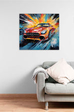 Laden Sie das Bild in den Galerie-Viewer, Edition Seidel Premium Wandbild Mercedes AMG passion auf hochwertiger Leinwand (60x60 cm) gerahmt. Leinwandbild Kunstdruck Pop Art Bild stylish Wohnung Büro Loft Lounge Bar Galerie Lobby
