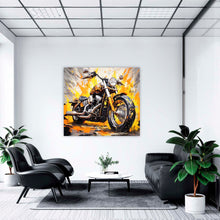 Laden Sie das Bild in den Galerie-Viewer, Edition Seidel Premium Wandbild Harley Davidson Style auf hochwertiger Leinwand (60x60 cm) gerahmt. Leinwandbild Kunstdruck Pop Art Bild stylish Wohnung Büro Loft Lounge Bar Galerie Lobby
