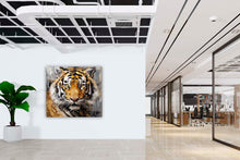 Laden Sie das Bild in den Galerie-Viewer, Edition Seidel Premium Wandbild Tiger Öl-Zeichnung auf hochwertiger Leinwand (60x60 cm) gerahmt. Leinwandbild Kunstdruck Bild stylish Wohnung Büro Loft Lounge Bar Galerie Lobby
