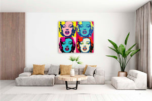 Edition Seidel Premium Wandbild Pop Art Style auf hochwertiger Leinwand Bild fertig gerahmt Keilrahmen 2cm, Kunstdruck Wandbild Leinwandbild Wohnzimmer Büro (60x60 cm)