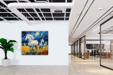 Laden Sie das Bild in den Galerie-Viewer, Edition Seidel Premium Wandbild Pferde Öl-Zeichnung auf hochwertiger Leinwand (100x100 cm) gerahmt. Leinwandbild Kunstdruck stylish Wohnung Büro Loft Lounge Bar Galerie Lobby
