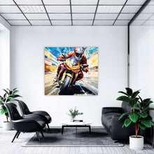 Laden Sie das Bild in den Galerie-Viewer, Edition Seidel Premium Wandbild Motorrad Fahrer Style auf hochwertiger Leinwand (60x60 cm) gerahmt. Leinwandbild Kunstdruck Pop Art Bild stylish Wohnung Büro Loft Lounge Bars Galerie Lobby
