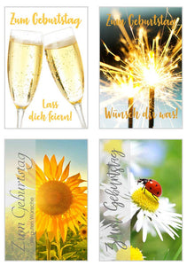 Edition Seidel Set 12 exklusive Geburtstagskarten mit feiner Gold- oder Silberprägung und Umschlag. Glückwunschkarte Grusskarte zum Geburtstag. Mann Frau Happy Birthday Card