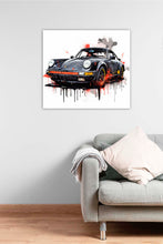 Laden Sie das Bild in den Galerie-Viewer, Edition Seidel Premium Wandbild Porsche schwarz auf hochwertiger Leinwand Bild fertig gerahmt Keilrahmen 2cm, Kunstdruck Wandbild Leinwandbild Wohnzimmer Büro (80x80 cm)
