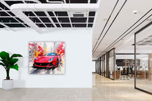 Laden Sie das Bild in den Galerie-Viewer, Edition Seidel Premium Wandbild Ferrari rot fashion auf hochwertiger Leinwand (60x60 cm) gerahmt. Leinwandbild Kunstdruck Pop Art Bild stylish Wohnung Büro Loft Lounge Bar Galerie Lobby
