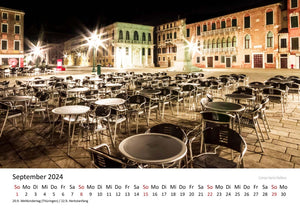 Edition Seidel Premium Kalender Venedig Impressionen bei Nacht 2024 Format DIN A3 Wandkalender Italien Markusplatz Gondeln Canal Grande Santa Maria Rialtobrücke Melanie Viola