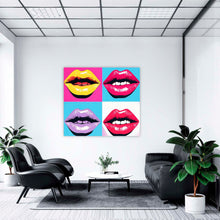 Laden Sie das Bild in den Galerie-Viewer, Edition Seidel Premium Wandbild only female lips auf hochwertiger Leinwand (60x60 cm) gerahmt. Leinwandbild Kunstdruck Pop Art Bild stylish Wohnung Büro Loft Lounge Bars Galerie Lobby
