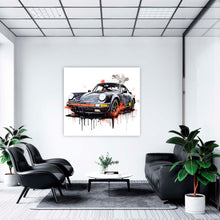 Laden Sie das Bild in den Galerie-Viewer, Edition Seidel Premium Wandbild Porsche schwarz auf hochwertiger Leinwand Bild fertig gerahmt Keilrahmen 2cm, Kunstdruck Wandbild Leinwandbild Wohnzimmer Büro (80x80 cm)
