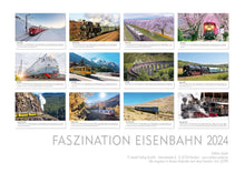 Laden Sie das Bild in den Galerie-Viewer, Edition Seidel Premium Kalender Faszination Eisenbahn 2024 Format DIN A3 Wandkalender Europa Asien USA Colorado Schweiz Dampflok Zug Fahrt Abendteuer
