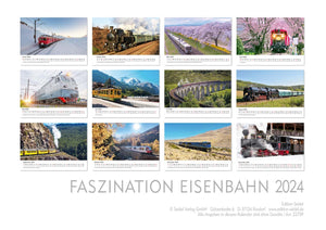 Edition Seidel Premium Kalender Faszination Eisenbahn 2024 Format DIN A3 Wandkalender Europa Asien USA Colorado Schweiz Dampflok Zug Fahrt Abendteuer