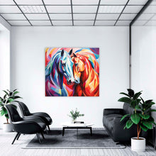 Laden Sie das Bild in den Galerie-Viewer, Edition Seidel Premium Wandbild Pferde FM auf hochwertiger Leinwand (100x100 cm) gerahmt. Leinwandbild Kunstdruck Pop Art Bild stylish Wohnung Büro Loft Lounge Bar Galerie Lobby
