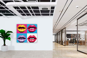 Edition Seidel Premium Wandbild only female lips auf hochwertiger Leinwand (60x60 cm) gerahmt. Leinwandbild Kunstdruck Pop Art Bild stylish Wohnung Büro Loft Lounge Bars Galerie Lobby