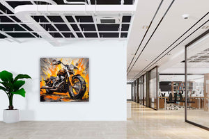 Edition Seidel Premium Wandbild Harley Davidson Style auf hochwertiger Leinwand (40x40 cm) gerahmt. Leinwandbild Kunstdruck Pop Art Bild stylish Wohnung Büro Loft Lounge Bar Galerie Lobby