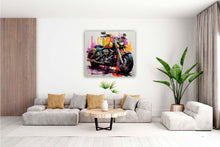 Laden Sie das Bild in den Galerie-Viewer, Edition Seidel Premium Wandbild Harley Davidson Style auf hochwertiger Leinwand (40x40 cm) gerahmt. Leinwandbild Kunstdruck Pop Art Bild stylish Wohnung Büro Loft Lounge Bars Galerie Lobby
