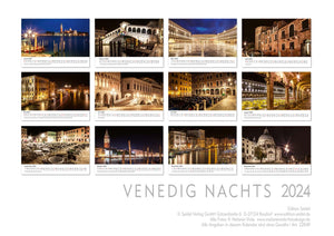 Edition Seidel Premium Kalender Venedig Impressionen bei Nacht 2024 Format DIN A3 Wandkalender Italien Markusplatz Gondeln Canal Grande Santa Maria Rialtobrücke Melanie Viola