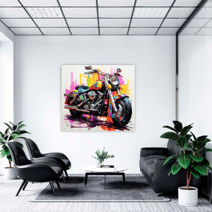 Edition Seidel Premium Wandbild Harley Davidson Style auf hochwertiger Leinwand (40x40 cm) gerahmt. Leinwandbild Kunstdruck Pop Art Bild stylish Wohnung Büro Loft Lounge Bars Galerie Lobby