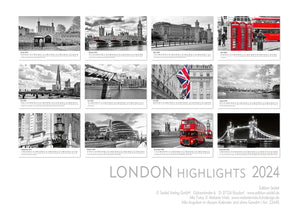 Edition Seidel Premium Kalender London Highlights 2024 Format DIN A3 Wandkalender Großbritannien Big Ben Tower Bridge Metropole Skyline Melanie Viola