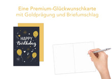 Laden Sie das Bild in den Galerie-Viewer, Edition Seidel Premium Geburtstagskarte mit Goldprägung und Umschlag. Glückwunschkarte Grusskarte Billet Geburtstag Happy Birthday Mann Frau einzelne eine Sprüche Karte Gold (G2896 SW022) (Design 4)
