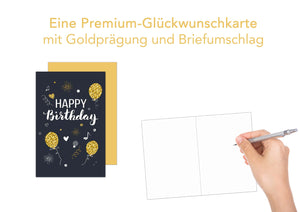 Edition Seidel Premium Geburtstagskarte mit Goldprägung und Umschlag. Glückwunschkarte Grusskarte Billet Geburtstag Happy Birthday Mann Frau einzelne eine Sprüche Karte Gold (G2896 SW022) (Design 4)