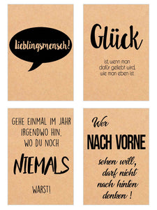 Set 18 Postkarten Leben & Momente mit schönen Sprüchen gedruckt auf hochwertigem Kraftpapier (20837)