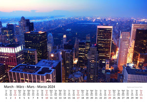 Edition Seidel Premium Kalender New York bei Nacht 2024 Format DIN A3 Wandkalender USA Amerika Big Apple Manhattan Times Square Metropole Skyline