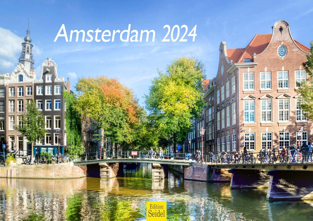 Edition Seidel Premium Kalender Amsterdam 2024 Format DIN A3 Wandkalender Europa Niederlande Holland Tulpen Grachten Brücken Metropole Skyline