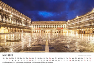 Edition Seidel Premium Kalender Venedig Impressionen bei Nacht 2024 Format DIN A3 Wandkalender Italien Markusplatz Gondeln Canal Grande Santa Maria Rialtobrücke Melanie Viola