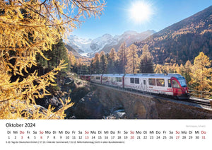 Edition Seidel Premium Kalender Faszination Eisenbahn 2024 Format DIN A3 Wandkalender Europa Asien USA Colorado Schweiz Dampflok Zug Fahrt Abendteuer