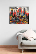 Laden Sie das Bild in den Galerie-Viewer, Edition Seidel Premium Wandbild New York Skyline auf hochwertiger Leinwand (100x100 cm) gerahmt. Leinwandbild Kunstdruck Pop Art Bild stylish Wohnung Büro Loft Lounge Bar Galerie Lobby
