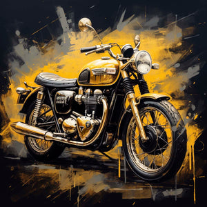 Edition Seidel Premium Wandbild Motorrad gold auf hochwertiger Leinwand (60x60 cm) gerahmt. Leinwandbild Kunstdruck Pop Art Bild stylish Wohnung Büro Loft Lounge Bar Galerie Lobby