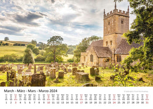 Edition Seidel Premium Kalender Cotswolds International 2024 Format DIN A3 Wandkalender Großbritannien Südengland Castle Cottages Kirchplatz Altstadt Landschaft Christian Müringer