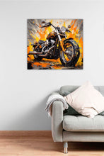 Laden Sie das Bild in den Galerie-Viewer, Edition Seidel Premium Wandbild Harley Davidson Style auf hochwertiger Leinwand (40x40 cm) gerahmt. Leinwandbild Kunstdruck Pop Art Bild stylish Wohnung Büro Loft Lounge Bar Galerie Lobby
