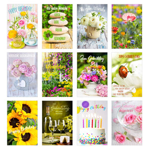 Edition Seidel Set exklusive Premium Geburtstagskarten mit Umschlag. Glückwunschkarte Grusskarte zum Geburtstag. Geburtstagskarte Blumen Frau Karten Billet Happy Birthday (SW02)
