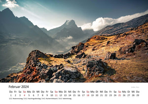 Edition Seidel Premium Kalender Bergwelten 2024 Format DIN A3 Wandkalender Berge Deutschland Harz Neuseeland Peru Italien Hawaii Bolivien Stefan Becker