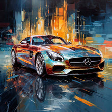 Laden Sie das Bild in den Galerie-Viewer, Edition Seidel Premium Wandbild Mercedes AMG metallic auf hochwertiger Leinwand (60x60 cm) gerahmt. Leinwandbild Kunstdruck Pop Art Bild stylish Wohnung Büro Loft Lounge Bars Galerie Lobby
