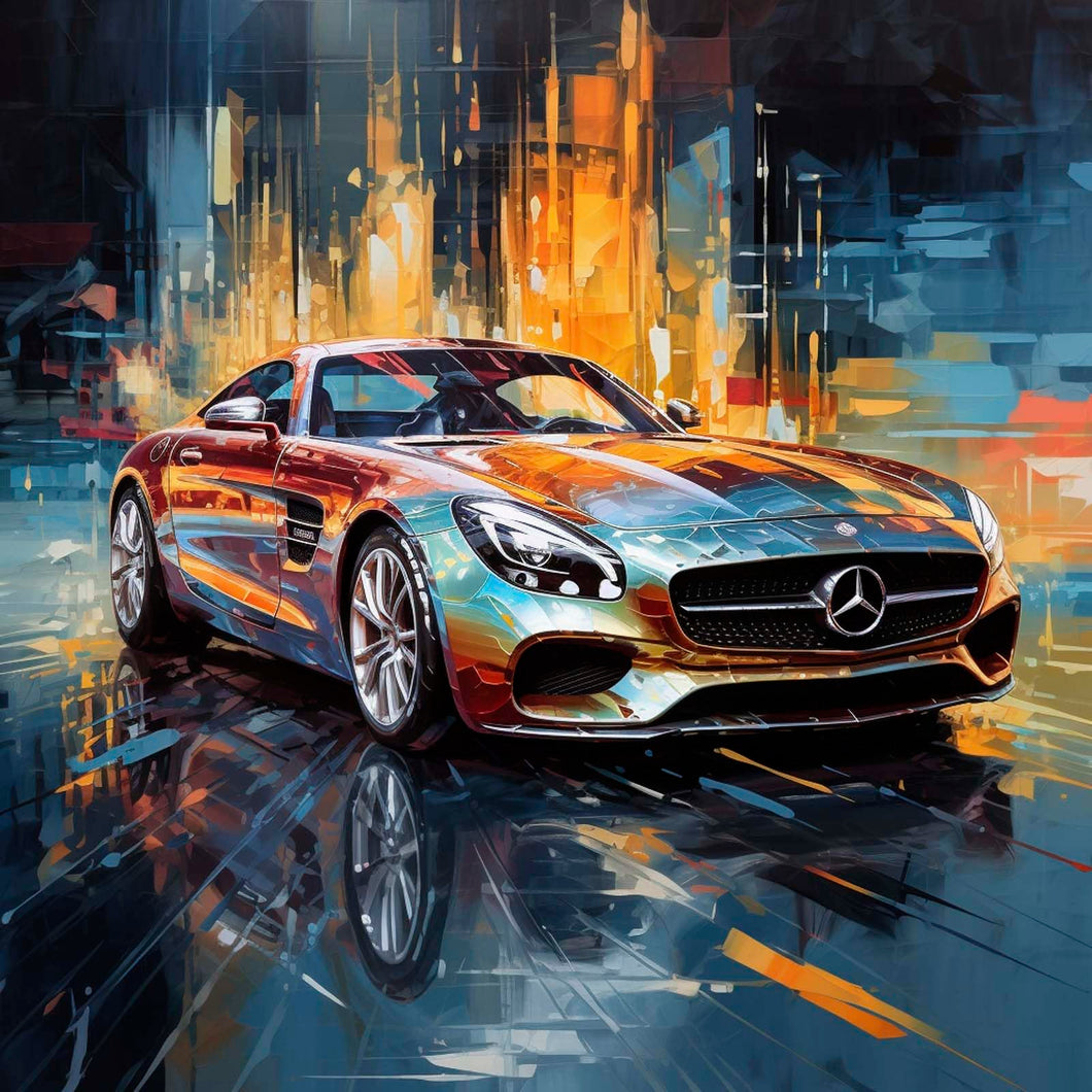 Edition Seidel Premium Wandbild Mercedes AMG metallic auf hochwertiger Leinwand (60x60 cm) gerahmt. Leinwandbild Kunstdruck Pop Art Bild stylish Wohnung Büro Loft Lounge Bars Galerie Lobby