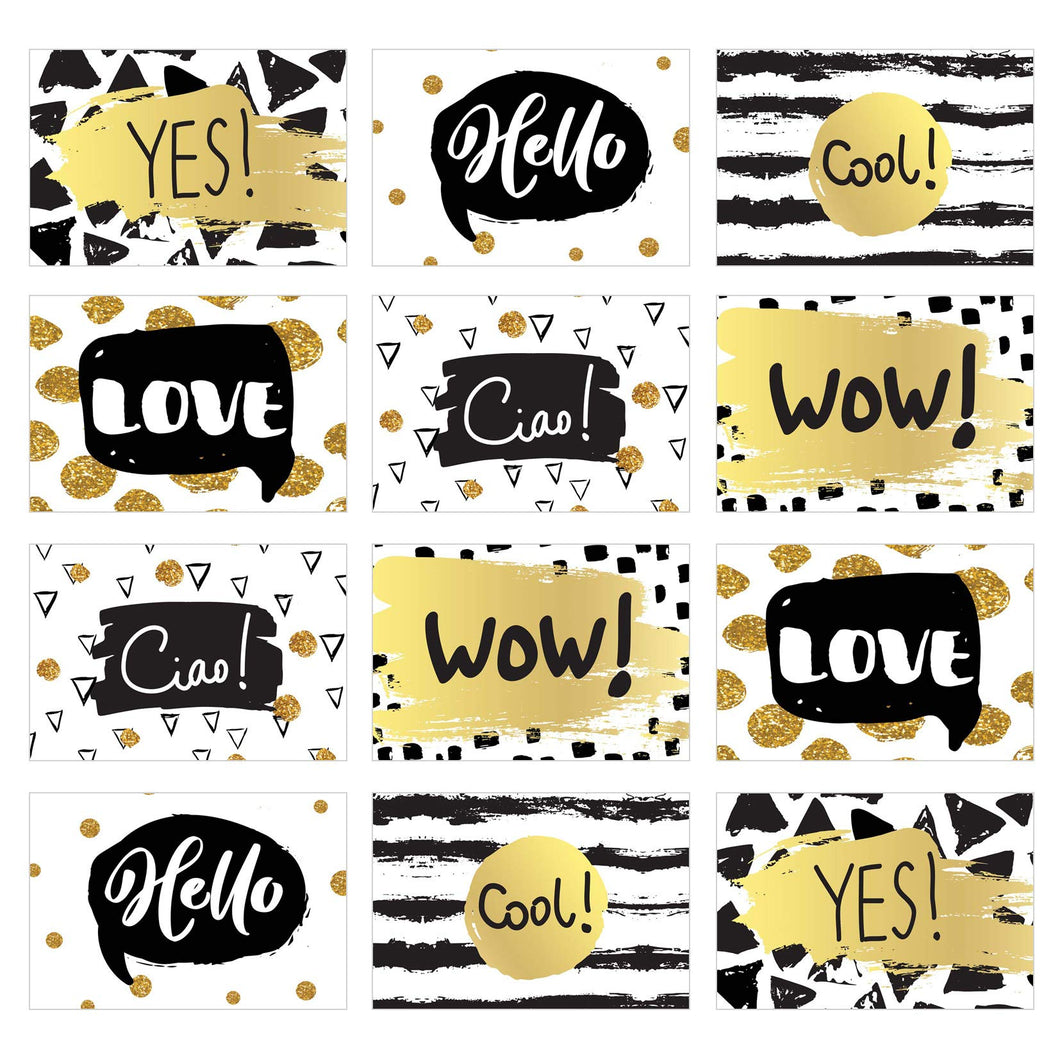 Edition Seidel Set 12 Postkarten mit Sprüchen - Karten mit Spruch, Leben, Motivation, Geburtstagskarten Yes Love Ciao Hello Wow