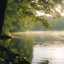 Laden Sie das Bild in den Galerie-Viewer, Edition Seidel Premium Wandbild Calming Lake auf hochwertiger Leinwand (60x60 cm) gerahmt. Leinwandbild Kunstdruck Foto Bild stylish Wohnung Büro Loft Lounge Bar Galerie Lobby
