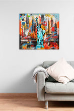 Laden Sie das Bild in den Galerie-Viewer, Edition Seidel Premium Wandbild Statue of Liberty Colorful auf hochwertiger Leinwand (40x40 cm) gerahmt. Leinwandbild Kunstdruck Pop Art Bild stylish Wohnung Büro Loft Lounge Bars Galerie Lobby
