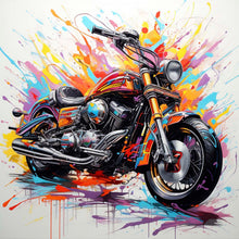 Laden Sie das Bild in den Galerie-Viewer, Edition Seidel Premium Wandbild Motorrad Graffiti auf hochwertiger Leinwand (80x80 cm) gerahmt. Leinwandbild Kunstdruck Pop Art Bild stylish Wohnung Büro Loft Lounge Bar Galerie Lobby
