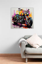 Laden Sie das Bild in den Galerie-Viewer, Edition Seidel Premium Wandbild Harley Davidson Style auf hochwertiger Leinwand (40x40 cm) gerahmt. Leinwandbild Kunstdruck Pop Art Bild stylish Wohnung Büro Loft Lounge Bars Galerie Lobby
