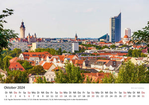 Edition Seidel Premium Kalender Leipzig 2024 Format DIN A3 Wandkalender Europa Deutschland Sachsen Goethe-Denkmal Opernhaus Augustusplatz Metropole Dieterich Fotografie