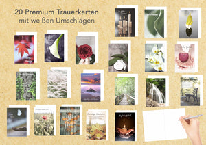 Edition Seidel Set 20 Premium Trauerkarten / Beileidskarten mit Umschlag. Trauerkarte Beileidskarte mit Spruch schreiben (Doppelkarten/Klappkarten mit Briefumschlag) (SW02)