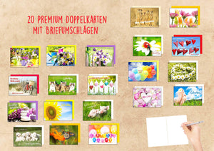 Edition Seidel Set 20 exklusive Premium Geburtstagskarten mit Umschlag. Glückwunschkarte Grusskarte zum Geburtstag. Geburtstagskarte Mann Frau Karten Billet Happy Birthday (SW02)