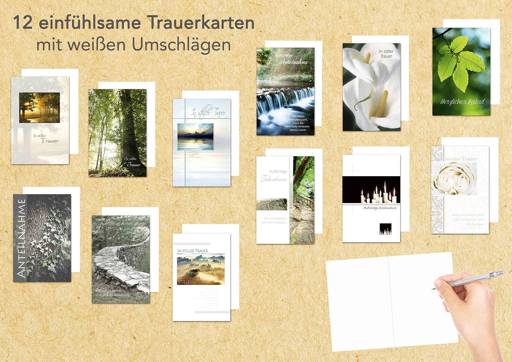 3 einfühlsame Trauerkarten Beileidskarten Klappkarten mit Briefumsc 3 einfühlsame Trauerkarten Beileidskarten Klappkarten mit Briefumsc