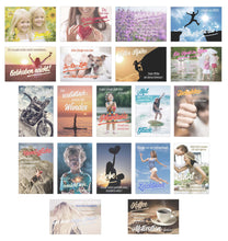 Laden Sie das Bild in den Galerie-Viewer, Set 20 Postkarten mit Sprüchen - Karten mit Spruch - Geschenkidee - Dekoidee - Liebe, Freundschaft, Leben, Motivation, lustig – Postcrossing - Geburtstagskarten
